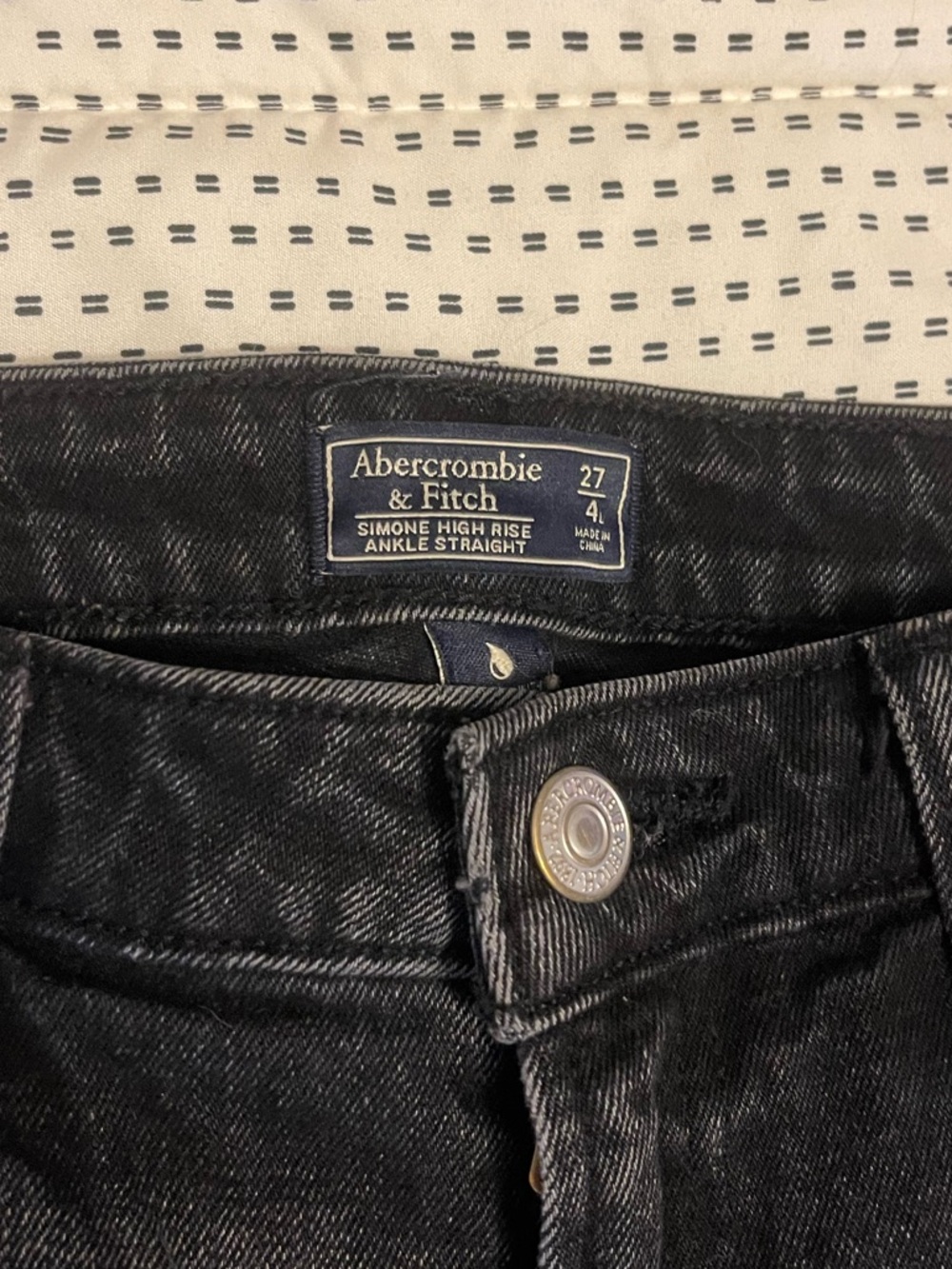 Abercrombie & Fitch Slim Straight Jeans - Black Wash Long Length